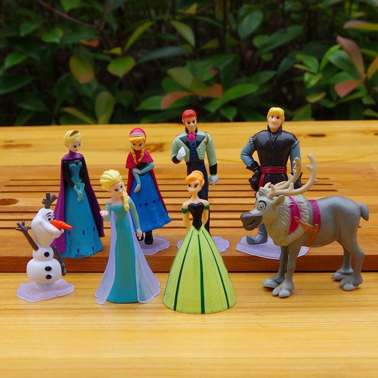 Disney Toys 8pcs/Set 5-9cm Frozen Anna Elsa Kristoff Olaf Action Figures For Kids.