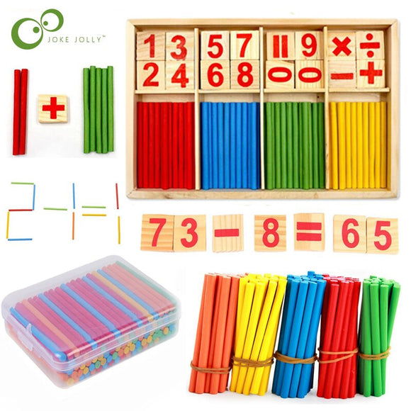 Wood Educational Number Math Calculate Game Toy. Mathematics Puzzle Toy. Early Learning Counting Sticks for Children.