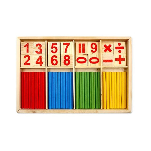 Wood Educational Number Math Calculate Game Toy. Mathematics Puzzle Toy. Early Learning Counting Sticks for Children.