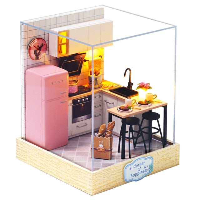 Doll House Furniture Diy Miniature. 3D Wooden Miniature Dollhouse Toys for Children.