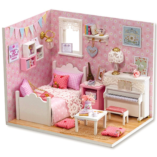 Doll House Furniture Diy Miniature. 3D Wooden Miniature Dollhouse Toys for Children.