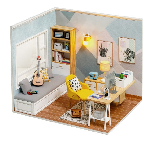 Doll House Furniture Diy Miniature. 3D Wooden Miniature Dollhouse Toys for Children.