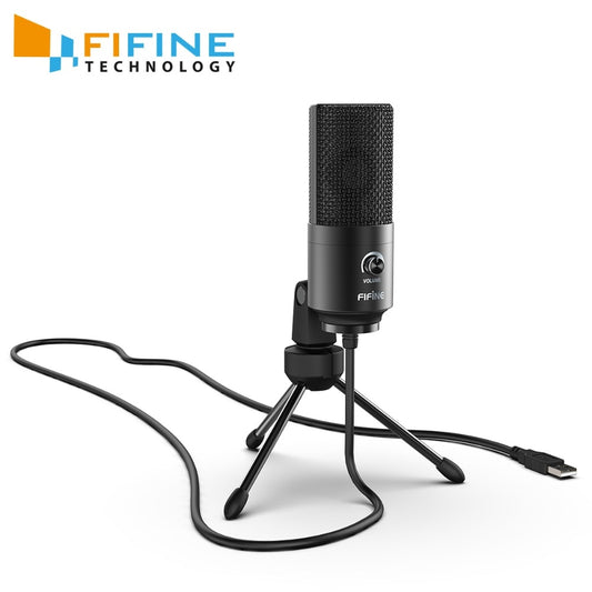 Fifine USB Condenser game Microphone For Laptop Windows Studio Recording  Built-in sound card