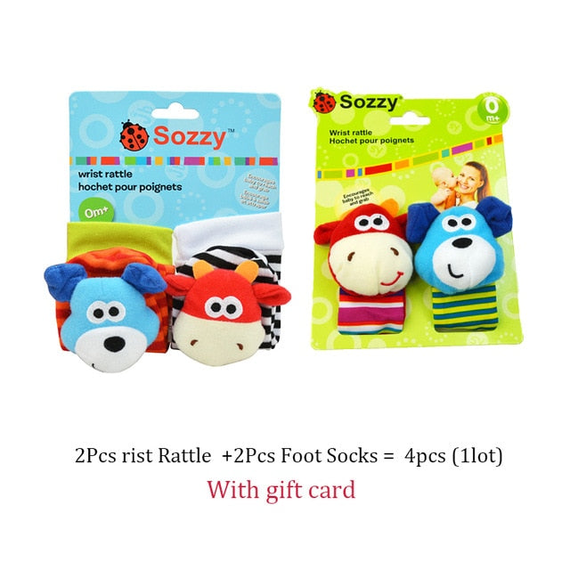 Infant baby toys bebe rattles/socks 2 pcs/set,can make sound,a cute toy for baby.