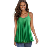 Nice-forever Summer Casual Square neck Sleeveless Tees Loose Female tops.