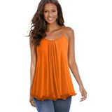 Nice-forever Summer Casual Square neck Sleeveless Tees Loose Female tops.