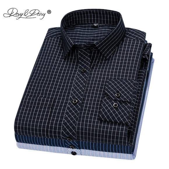 DAVYDAISY 2020 New Arrival Men Shirt Long Sleeve. Shirts Twill Plaid Business Man Shirt .