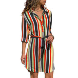 Aachoae Long Sleeve Shirt Dress 2020 Summer Boho Beach Dresses. Women Casual Striped Print A-line Dress Vestidos