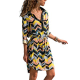 Aachoae Long Sleeve Shirt Dress 2020 Summer Boho Beach Dresses. Women Casual Striped Print A-line Dress Vestidos