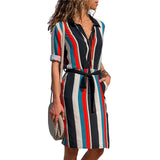 Aachoae Long Sleeve Shirt Dress 2020 Summer Boho Beach Dresses. Women Casual Striped Print A-line Dress Vestidos