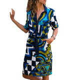 Aachoae Long Sleeve Shirt Dress 2020 Summer Boho Beach Dresses. Women Casual Striped Print A-line Dress Vestidos