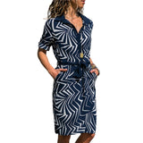 Aachoae Long Sleeve Shirt Dress 2020 Summer Boho Beach Dresses. Women Casual Striped Print A-line Dress Vestidos