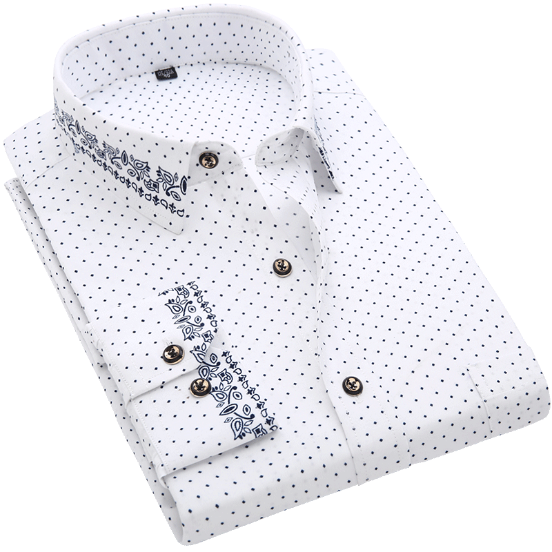 Men Shirt Long Sleeve Floral Printing Plaid Fashion Pocket Casual Shirts. 100% Polyester Soft Comfortable Men Shirt.