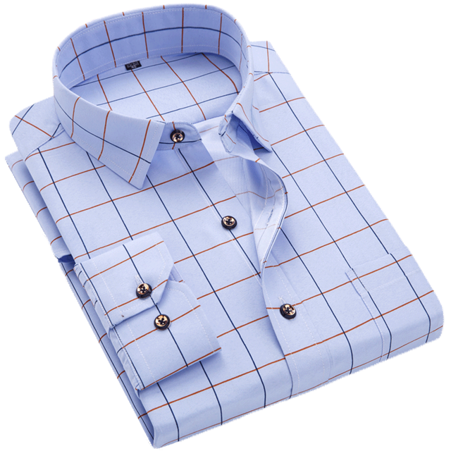 Men Shirt Long Sleeve Floral Printing Plaid Fashion Pocket Casual Shirts. 100% Polyester Soft Comfortable Men Shirt.