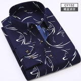 Men Shirt Long Sleeve Floral Printing Plaid Fashion Pocket Casual Shirts. 100% Polyester Soft Comfortable Men Shirt.