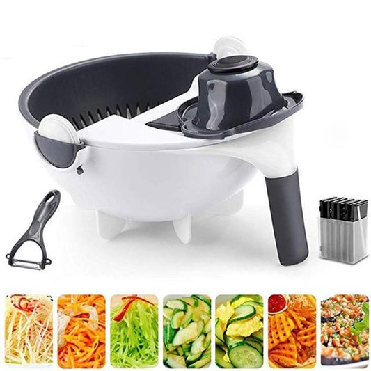 Multifunctional Rotate Vegetable Cutter With Drain Basket, Kitchen Veggie Fruit Shredder,and Grater Slicer.