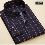 Men's Shirt Print Plaid Long Sleeved shirt. Men Slim Fit, 100% Polyester shirt.