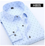 Men's Shirt Print Plaid Long Sleeved shirt. Men Slim Fit, 100% Polyester shirt.