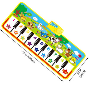 135x58cm Big Musical Mat Carpet, Touch Play Piano with 8 Animals Sound, and Music Instruments Toy