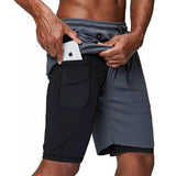 Men 2 in 1 running pants. Jogging gym fitness training quick dry shorts. Male sport workout shorts.