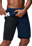 Men 2 in 1 running pants. Jogging gym fitness training quick dry shorts. Male sport workout shorts.