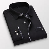 Men Cuff Print Spring Slim Fit Shirt. Long Sleeve Business Shirts.