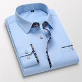 Men Cuff Print Spring Slim Fit Shirt. Long Sleeve Business Shirts.