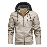 Mountainskin Men's Hooded PU Jacket. Mens Winter Autumn Thick Leather Jacket. Casual Windproof Leather Coat.