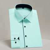 DAVYDAISY Men's Shirt Regular fit. Long Sleeve Twill Solid  Formal Business Shirt.