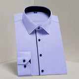 DAVYDAISY Men's Shirt Regular fit. Long Sleeve Twill Solid  Formal Business Shirt.