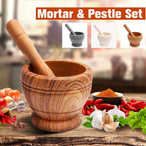 Wooden Bowl Mortar and Pestle for crushing and mixing Garlic, Pepper, Resins, Spices and Herbs.