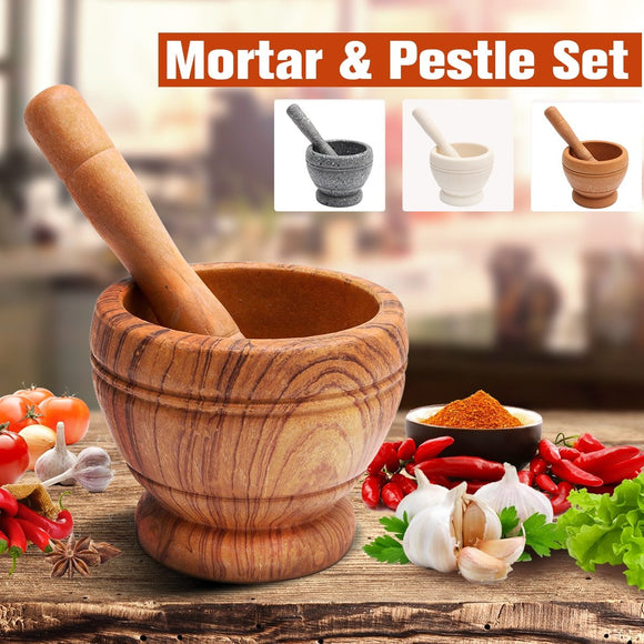 Wooden Bowl Mortar and Pestle for crushing and mixing Garlic, Pepper, Resins, Spices and Herbs.