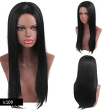 Element 18" Long Synthetic Wig with Bangs Dark Root Ombre Color Natural Headline Heat Resistant Hair Wig.