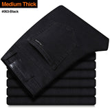 Men's Stretch Regular Fit Jeans. Business Casual Classic Style Denim Trousers Black, Blue,and Gray Pants.