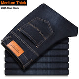 Men's Stretch Regular Fit Jeans. Business Casual Classic Style Denim Trousers Black, Blue,and Gray Pants.