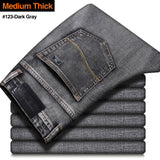 Men's Stretch Regular Fit Jeans. Business Casual Classic Style Denim Trousers Black, Blue,and Gray Pants.