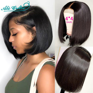 Short Blunt Bob Wigs 8-14 inch Human Hair 4x4 Lace Closure Wig.Pre Plucked Hairline with Baby Hair 180% density.