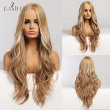 Long Light Blonde Ombre Natural Wave Style Wig.Heat Resistant Synthetic Wig, Middle Part Hair Cosplay Wigs.