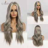 Long Light Blonde Ombre Natural Wave Style Wig.Heat Resistant Synthetic Wig, Middle Part Hair Cosplay Wigs.