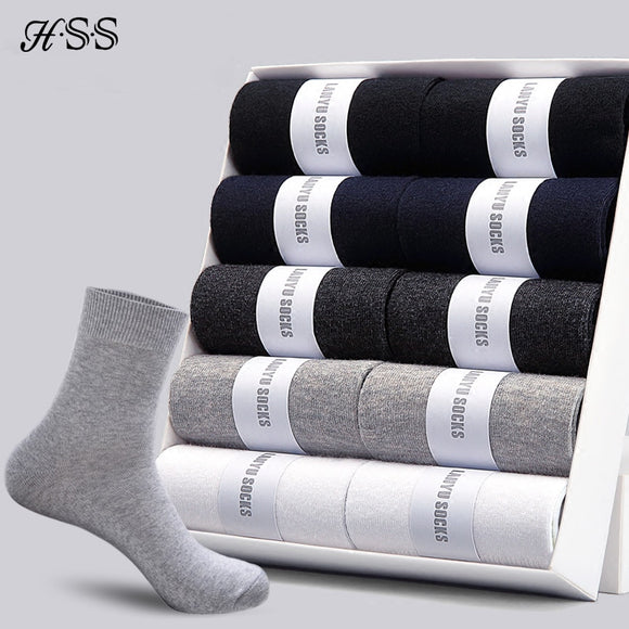 HSS 2020 Men's Cotton Socks. New styles 10 Pairs / Lot, Black Business Men Socks. Breathable Spring Summer socks for Men,US size(6.5-12).