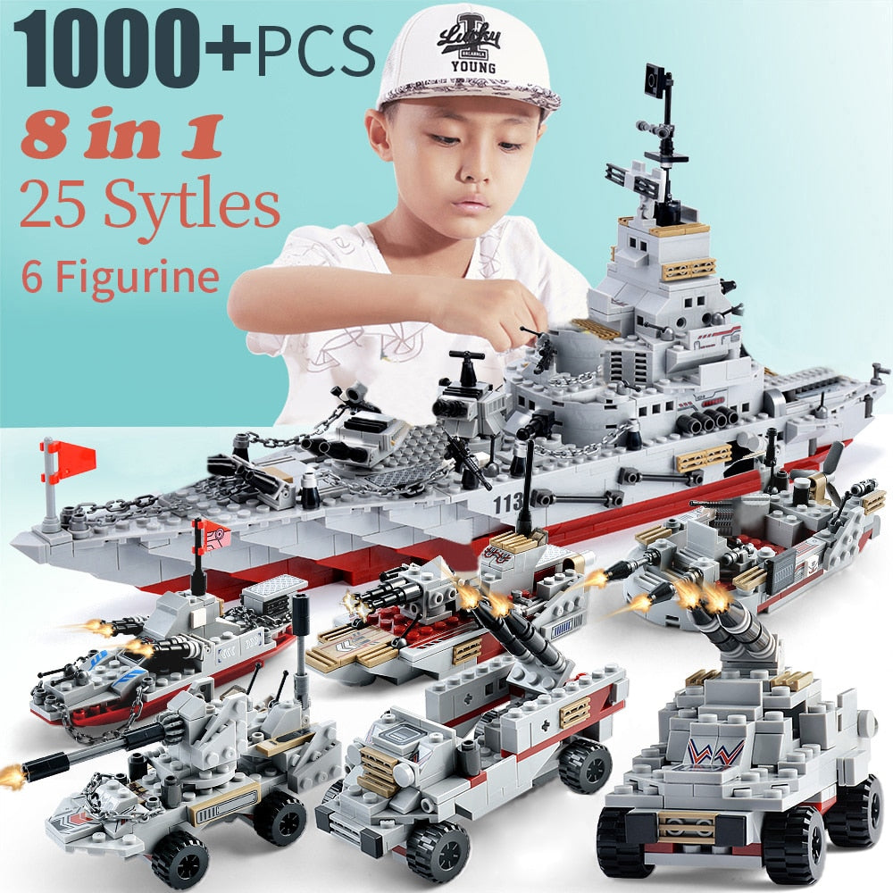 legoINGlys warship battleship.1000pcs ww2 warship building blocks toy.