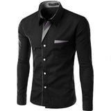 Mens Shirts. Casual Slim Fit Mens Shirt. Long Sleeve Business Social Shirt.Men Patchwork Shirt.