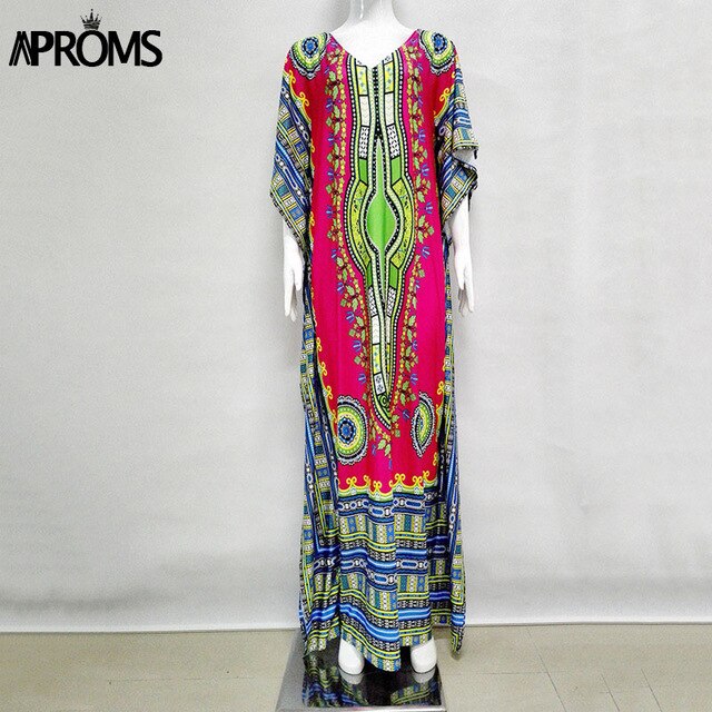 Aproms African Kaftan Dresses .Summer Ethnic Dashiki Dress Robe. Traditional Clothing Long Maxi Tunic.