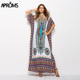 Aproms African Kaftan Dresses .Summer Ethnic Dashiki Dress Robe. Traditional Clothing Long Maxi Tunic.