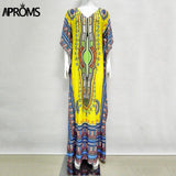 Aproms African Kaftan Dresses .Summer Ethnic Dashiki Dress Robe. Traditional Clothing Long Maxi Tunic.