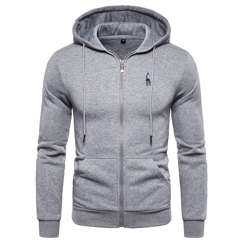 New Autumn Winter Cotton Hoodie Mens Sweatshirts. Solid Hoody Fleece Thick Hoodies. Men Sportswear Zipper Sweatshirts.