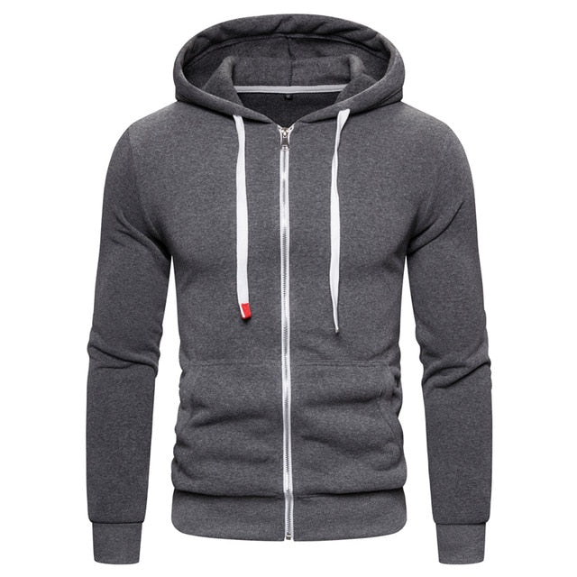 New Autumn Winter Cotton Hoodie Mens Sweatshirts. Solid Hoody Fleece Thick Hoodies. Men Sportswear Zipper Sweatshirts.