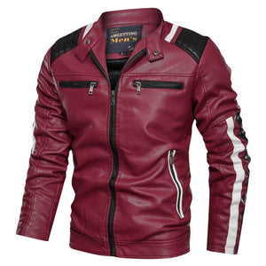 2020 Autumn Winter Men's Leather Jacket. Casual Stand Collar Slim Style Jacket.