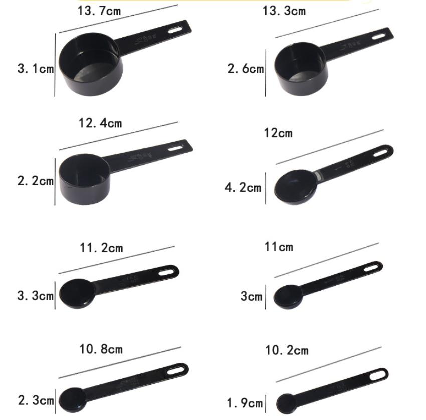 10pcs of Measuring Cups and Measuring Spoon Scoops.