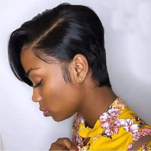 Short Pixie Lace Wigs. Pixie Cut Wig Straight Brazilian Remy Hair .